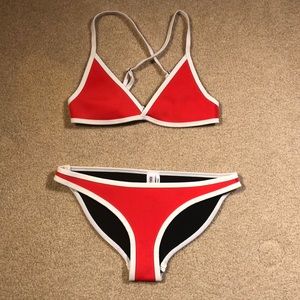COPY - Red and White Hoaka Swimsuit Set